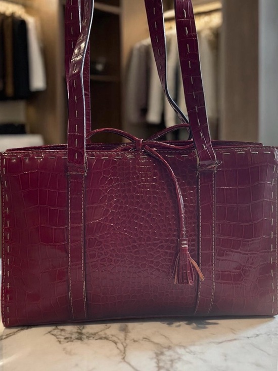 Liz Claiborne Handbags - Liz Claiborne Croc-Embossed Tote in Deep Wine